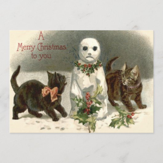 Kitten Cat Curious Snowman Holly Wreath (Voorkant)