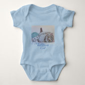 Kitten Cat Cute First Birthday pastel Drawing Art Romper (Voorkant)