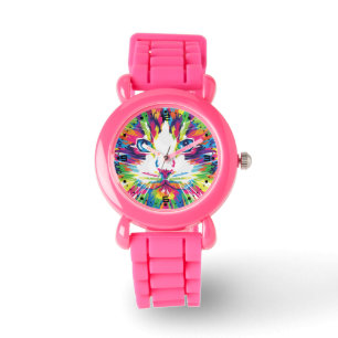 Kitten Cat Face Prismatic Design-21908 Horloge