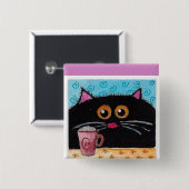 Kitten Cat Floral Square Button (Voorkant /achterkant)