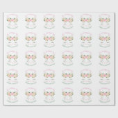 Kitten Cat Flowers Birthday Cadeaupapier (Vlak)