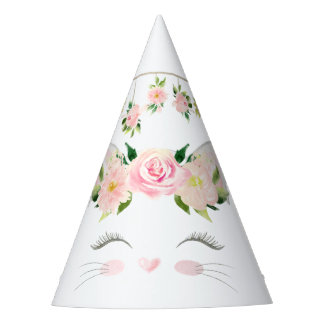 Kitten Cat Flowers Birthday Feesthoedjes