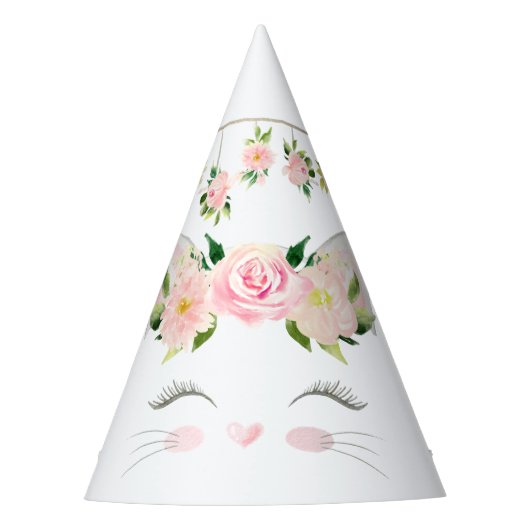 Kitten Cat Flowers Birthday Feesthoedjes (Voorkant)