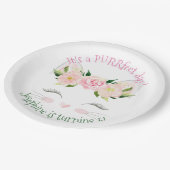 Kitten Cat Flowers Birthday Papieren Bordje (Gekanteld)