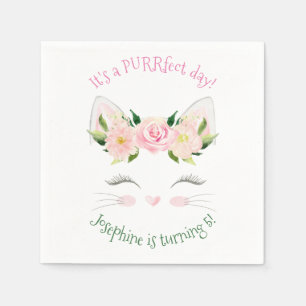 Kitten Cat Flowers Birthday Servet