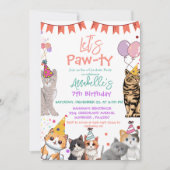 Kitten Cat Laten we Pavty Verjaardag Kaart (Voorkant)