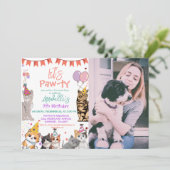 Kitten Cat Laten we Pavty Verjaardag Kaart (Staand voorkant)