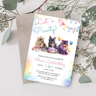 Kitten Cat Let's Pawty 1st Verjaardagsfeest Kaart