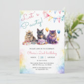 Kitten Cat Let's Pawty 2e verjaardagsfeestje Kaart (Staand voorkant)