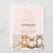 Kitten Cat Let's Pawty Verjaardag Uitnodiging (Voorkant)