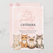 Kitten Cat Let's Pawty Verjaardag Uitnodiging (Voorkant / Achterkant)