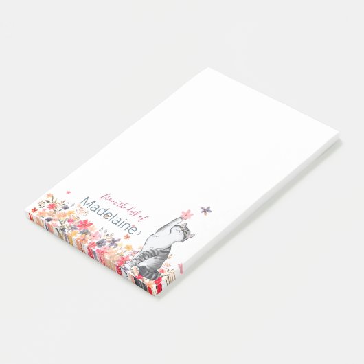 Kitten Cat Lovers Floral Personal Post-it Notes (Schuin)