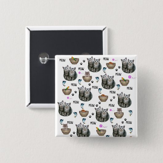 Kitten Cat Meow Square Button (Voorkant /achterkant)