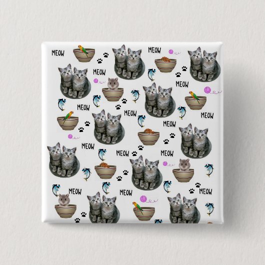 Kitten Cat Meow Square Button (Voorkant)