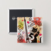 Kitten Cat Paris Frankrijk, Square Button (Voorkant /achterkant)