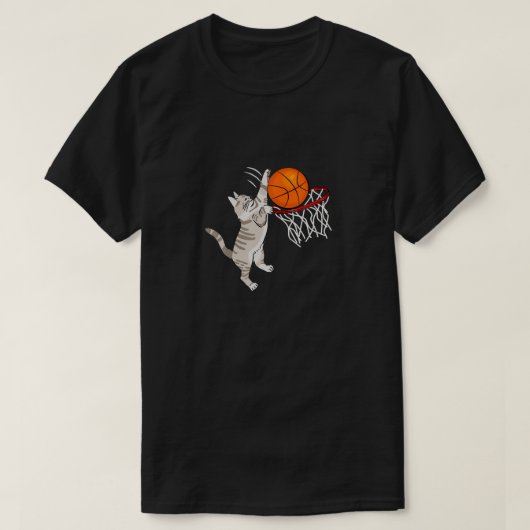 Kitten Cat Speling Basketball Dunking Basketball L T-shirt (Design voorkant)
