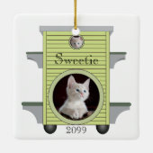 Kitten Cat Upload Photo Cat House Lijst Keramisch Ornament (Achterkant)