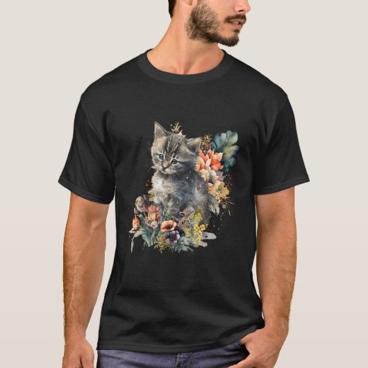 Kitten Cat Waterverf T-shirt (Voorkant)