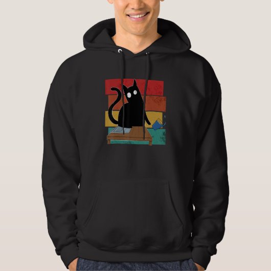 Kitten Cheeky Black Cat Hoodie (Voorkant)