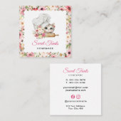 Kitten Chef Bakery Pink Vierkante Visitekaartje (Voorkant / Achterkant)
