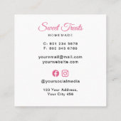 Kitten Chef Bakery Pink Vierkante Visitekaartje (Achterkant)