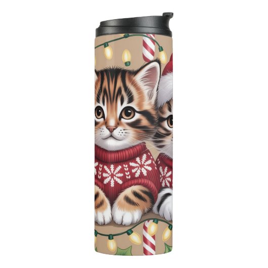 Kitten Christmas Treat Lineup Thermosbeker (Gedraaid links)