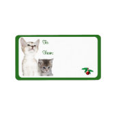 Kitten Christmas Wishes Gift Label Stickers #2 (Voorkant)