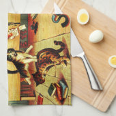 Kitten Classroom Chaos Louis Wain Tea Towel Theedoek (Quarter Fold)