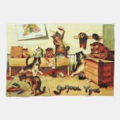 Kitten Classroom Chaos Louis Wain Tea Towel Theedoek (Horizontaal)