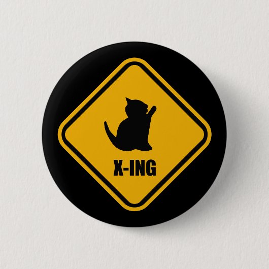 Kitten Crossing Cat Lover Street Sign Ronde Button 5,7 Cm (Voorkant)