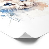 Kitten Cute white waterverf Poster (Hoek)