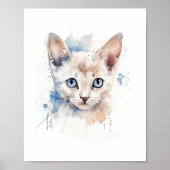 Kitten Cute white waterverf Poster (Voorkant)
