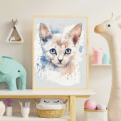 Kitten Cute white waterverf Poster