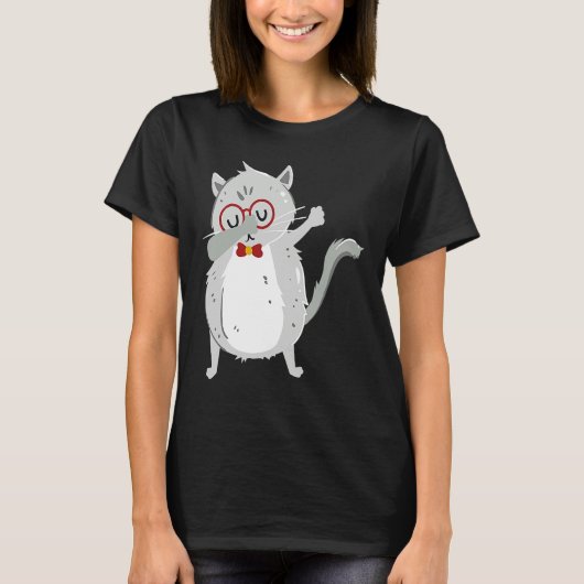 Kitten Dab I Grey Cat with Glasses I Dabbing Cats T-shirt (Voorkant)