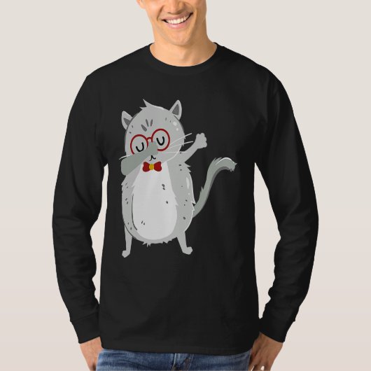 Kitten Dab I Grey Cat with Glasses I Dabbing Cats T-shirt (Voorkant)
