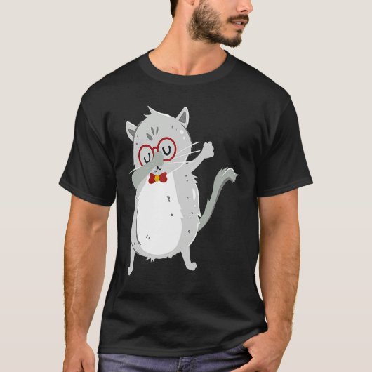 Kitten Dab I Grey Cat with Glasses I Dabbing Cats T-shirt (Voorkant)