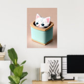 Kitten Delight: Snuggle Bowl Moment Captured Poster (Thuiskantoor)