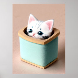 Kitten Delight: Snuggle Bowl Moment Captured Poster