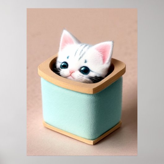 Kitten Delight: Snuggle Bowl Moment Captured Poster (Voorkant)