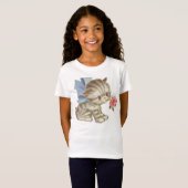 Kitten die een Roos-meisje houdt T-shirt (Voorkant volledig)
