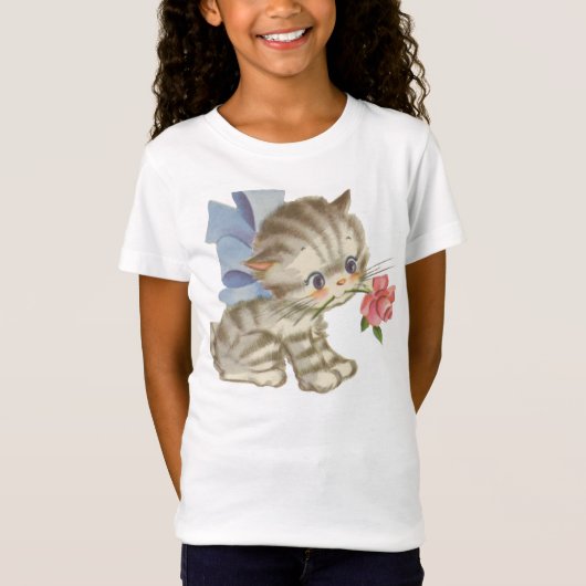 Kitten die een Roos-meisje houdt T-shirt (Voorkant)