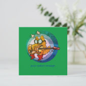 kitten die gitaar grappige cartoon spelen (Staand voorkant)