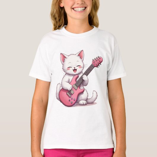 Kitten die gitaar speelt t-shirt (Voorkant)
