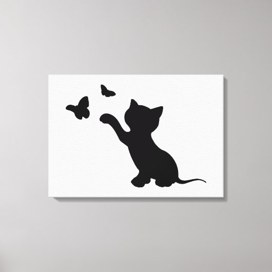 KITTEN DIE SPEELT MET VLINDERS CANVAS AFDRUK (Voorkant)