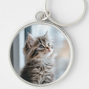 Kitten die uit het raam kijkt sleutelhanger