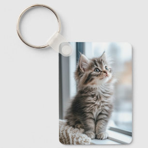 Kitten die uit het raam kijkt sleutelhanger