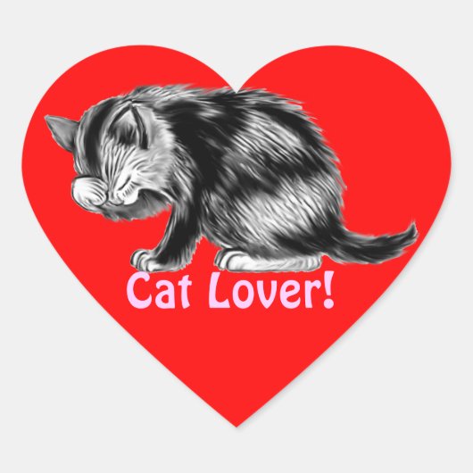 Kitten die zijn Whiskers Cat Lover Gifts wassen Hart Sticker (Voorkant)
