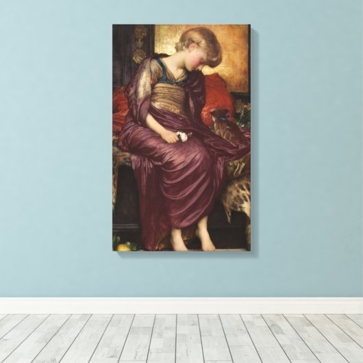 Kitten (door Frederic Leighton) Canvas Afdruk (Insitu (Houten vloer))