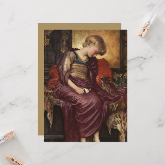 Kitten (door Frederic Leighton) Kaart (Voorkant / Achterkant in situ)