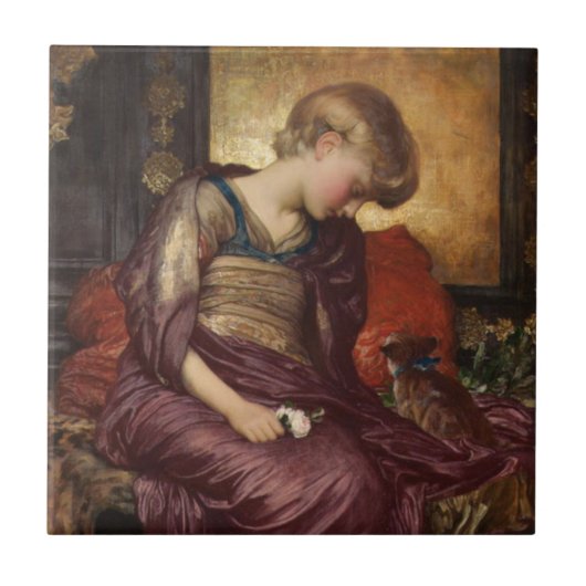 Kitten (door Frederic Leighton) Tegeltje (Voorkant)